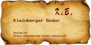 Kleinberger Bodor névjegykártya